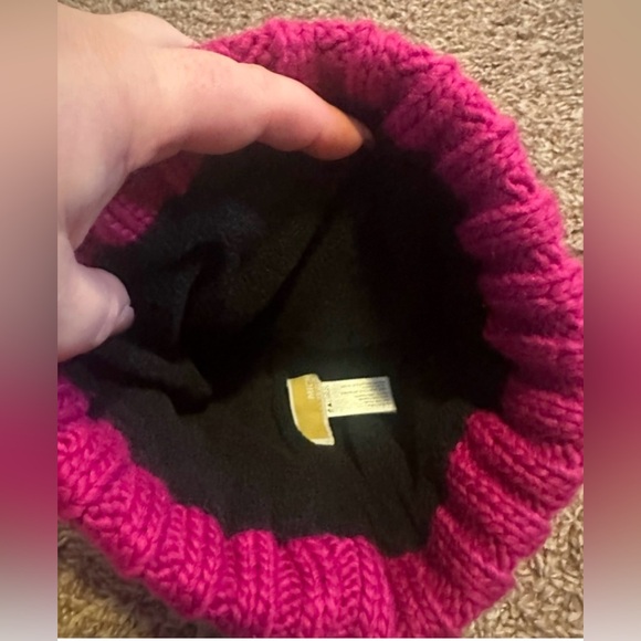 NWT MK Michael Kors Winter Pom Pom Hat Fuchsia Pink New with Tags - Picture 3 of 3